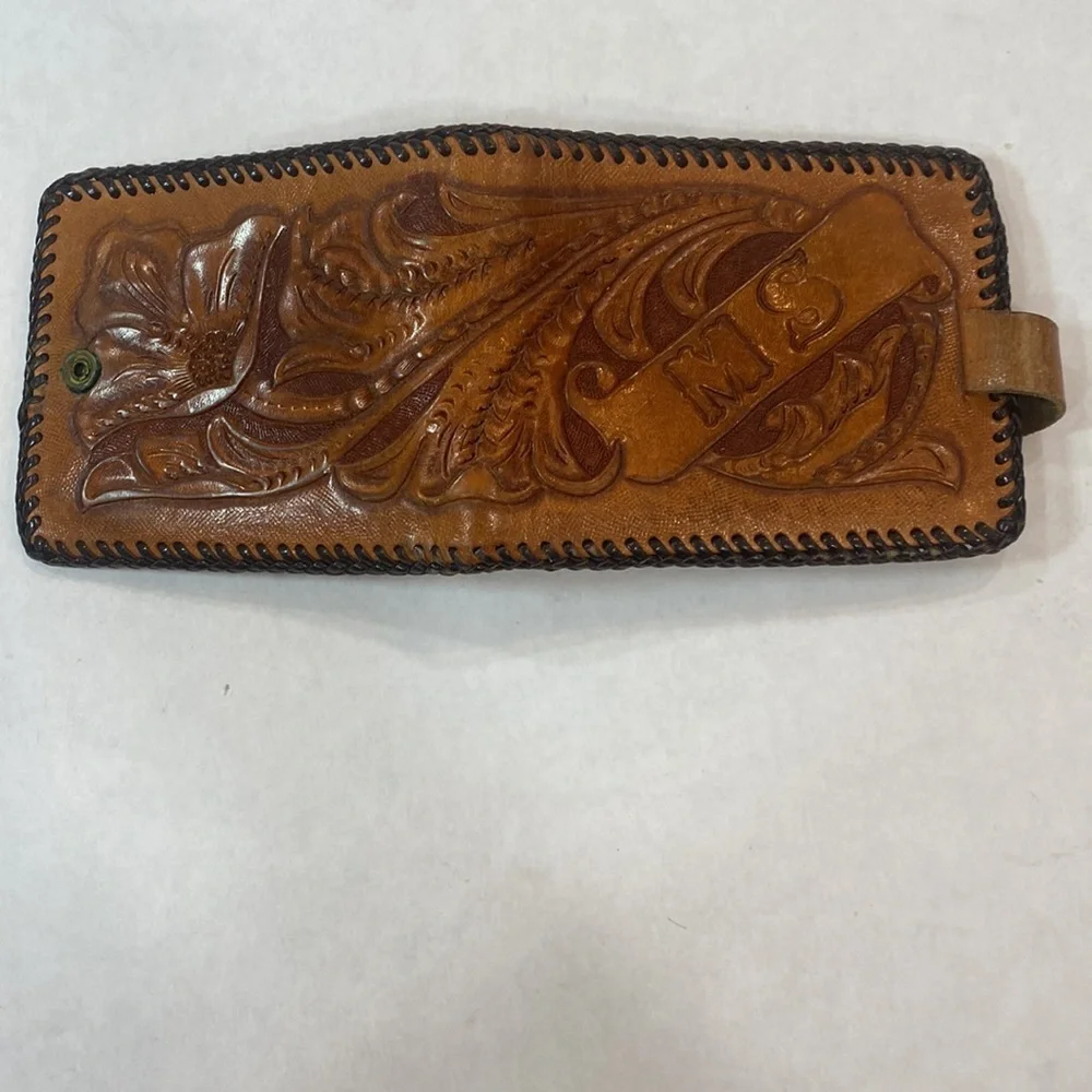 Tooled western wallet vintage initials‎ MS